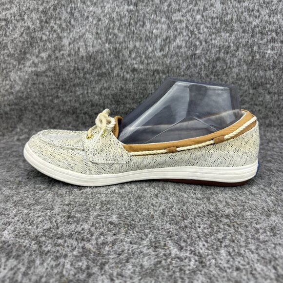 ✅Womens 8 Keds Ortholite Canvas Boat Shoes Beige Rope Laces Casual Comfort Sneak - Picture 12 of 14